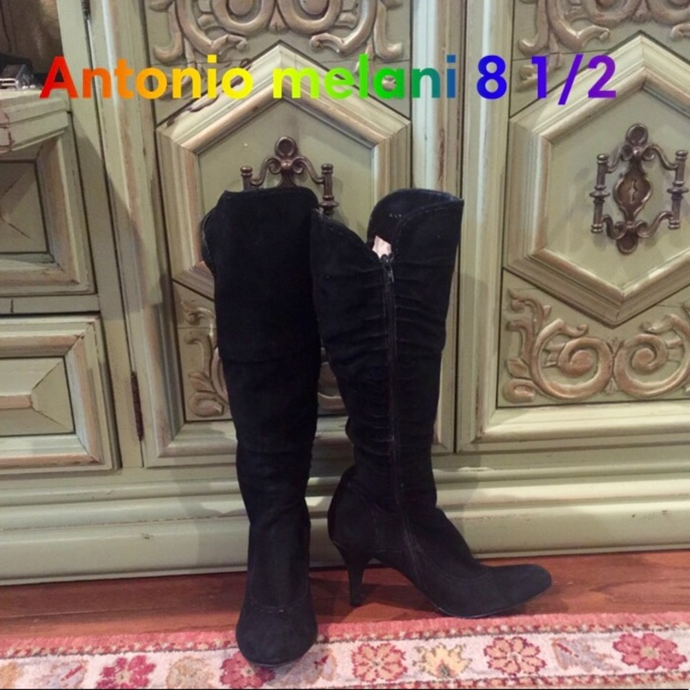 Antonio melani black suede heel boots